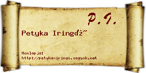 Petyka Iringó névjegykártya